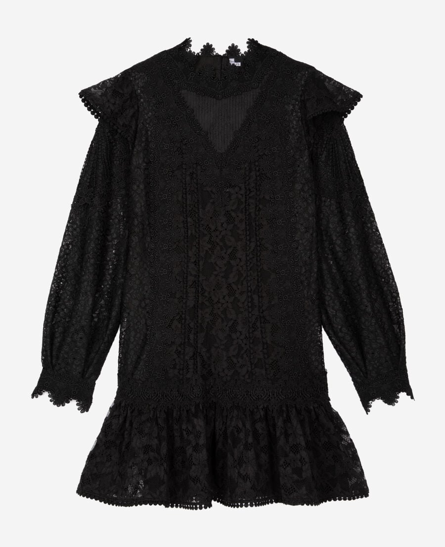 The Kooples FEMME BLACK robe courte en dentelle noire