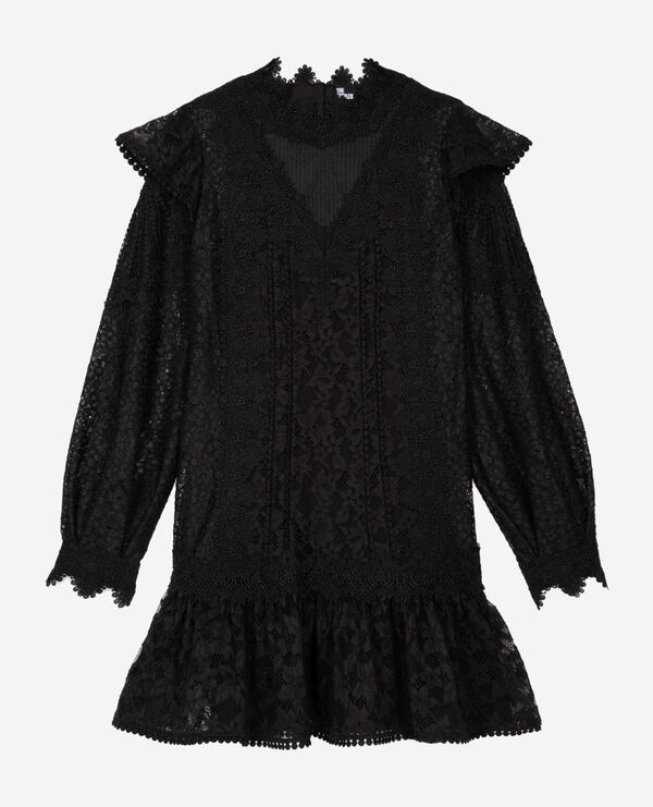 The Kooples FEMME BLACK robe courte en dentelle noire