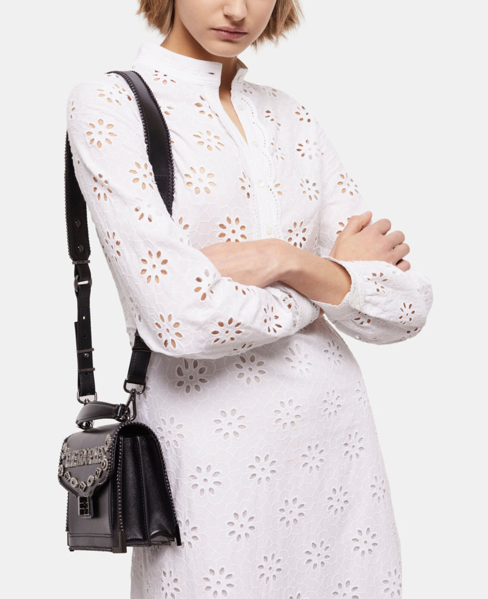 The Kooples WOMEN WHITE long white dress with broderie anglaise