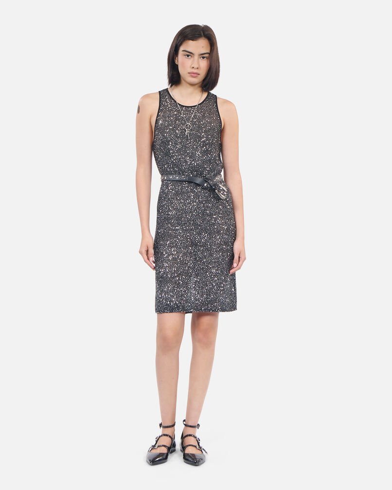 The Kooples WOMEN BLACK black sequin knit short dress