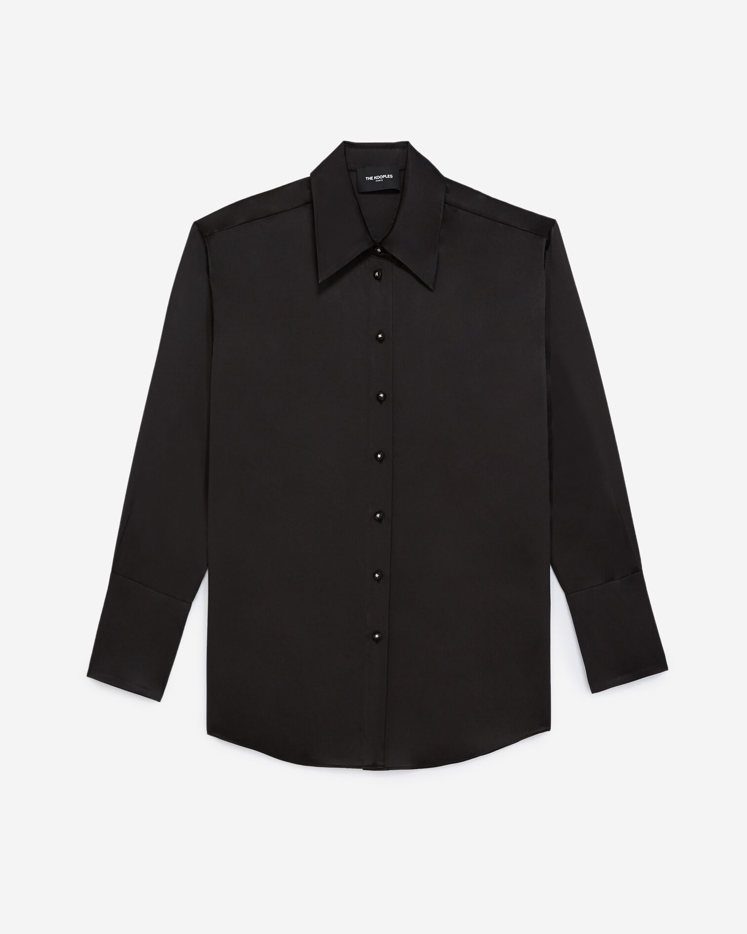 Chemise noire soie satin, BLACK, hi-res image number null