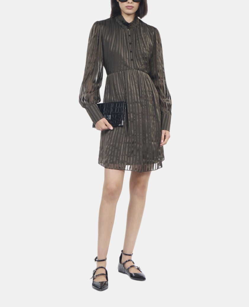 The Kooples FEMME KAKI robe courte en soie kaki