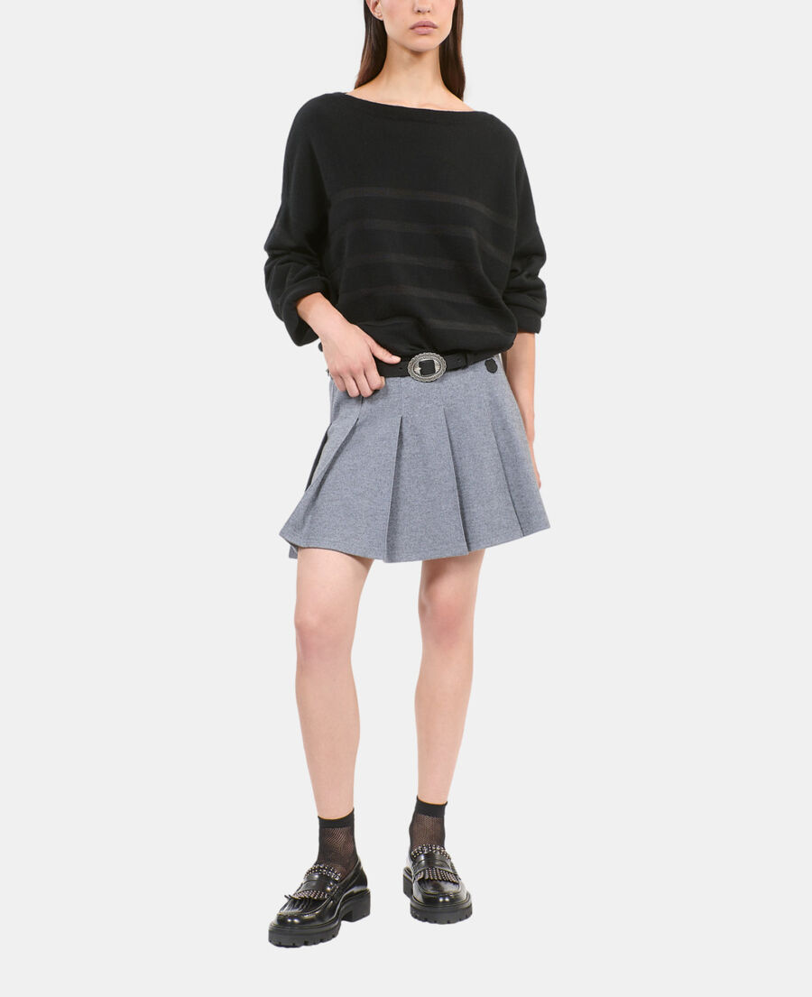 The Kooples FEMME BLACK pull en laine et cachemire &agrave; rayures