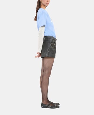 The Kooples DAMEN BLUE WHITE hellblaues t-shirt mit what is-schriftzug