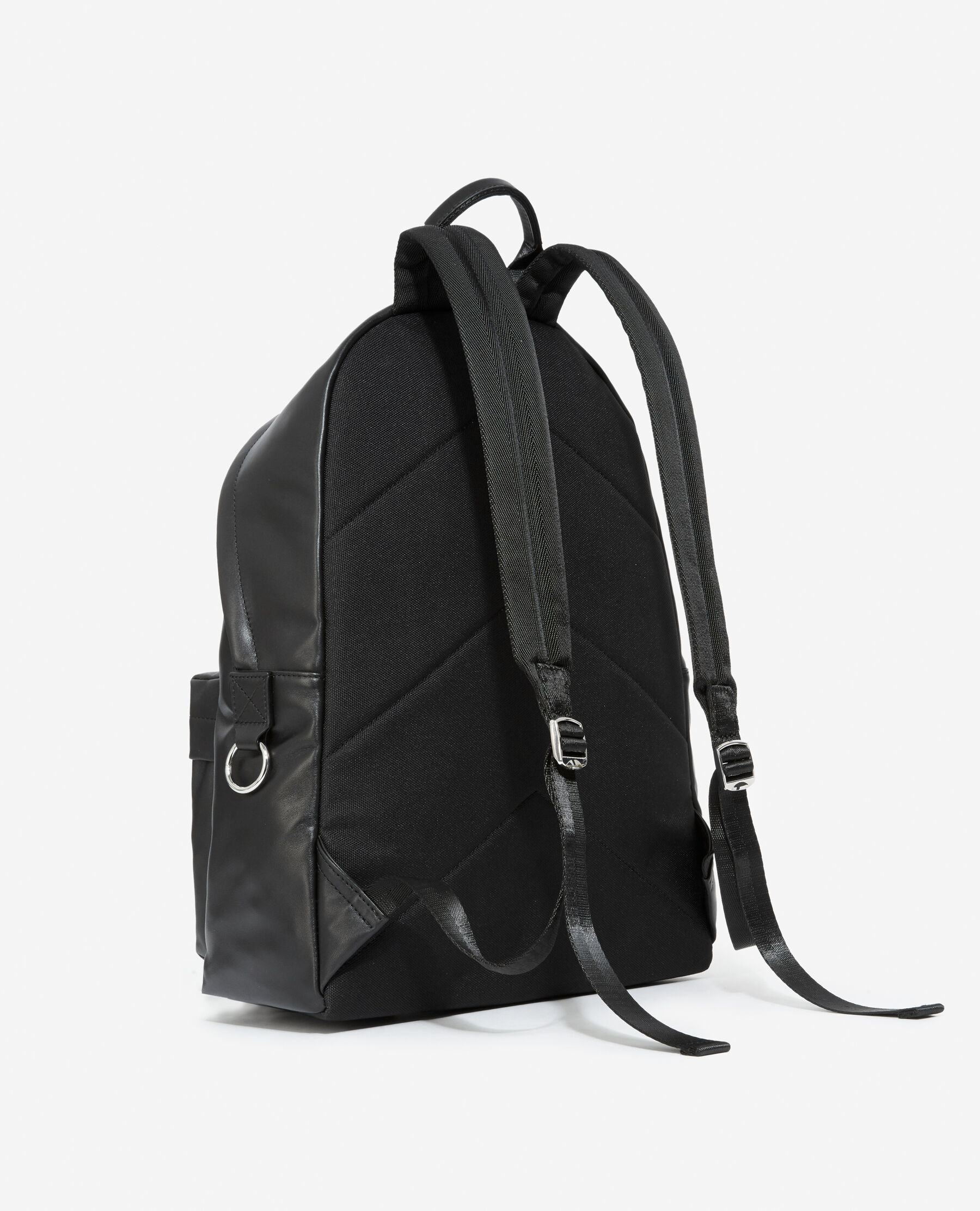Sac a dos cuir noir a poche avant zippee
