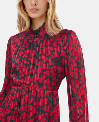 The Kooples F BLACK - RED short pleated heart print dress