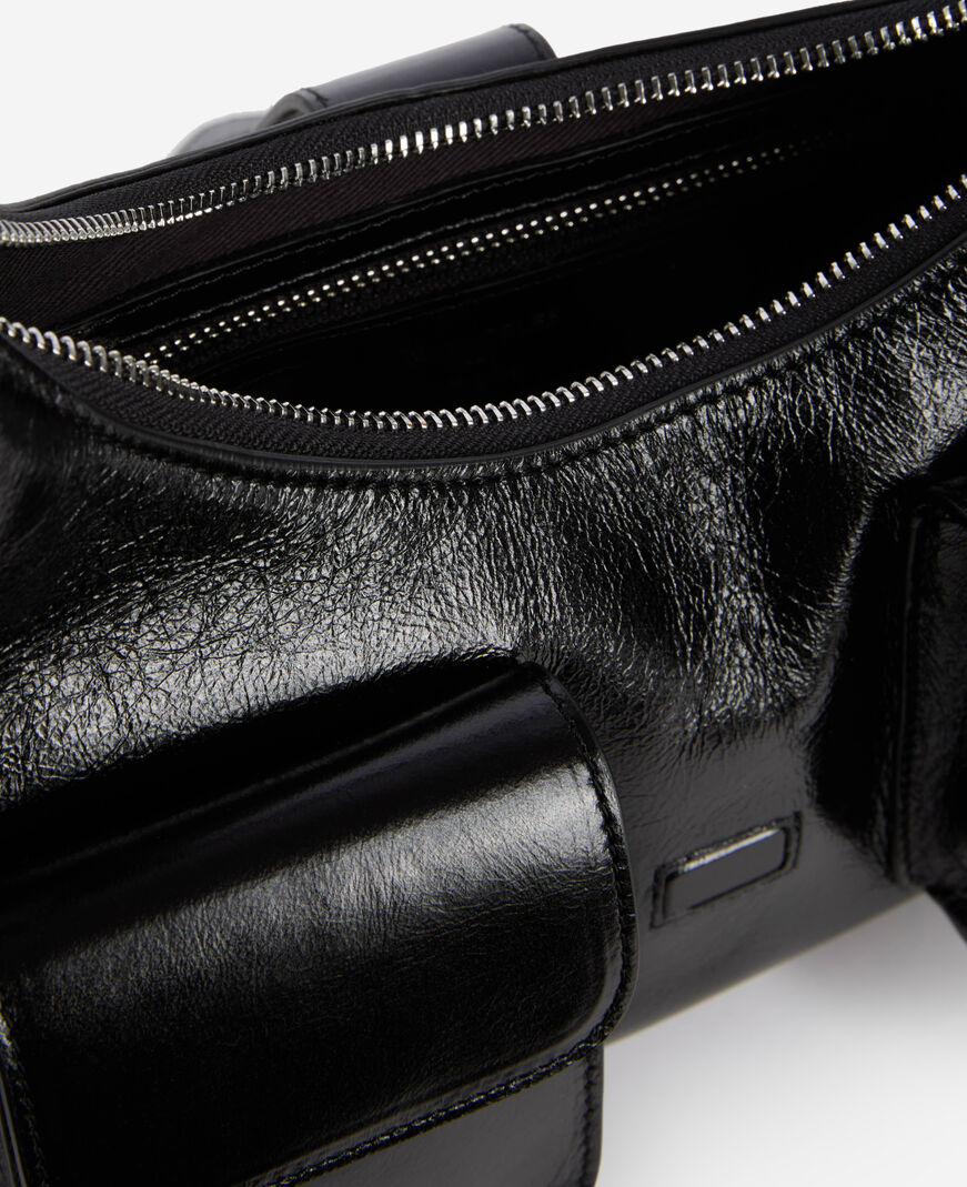 The Kooples FEMME BLACK sac amelia en cuir craquelé noir