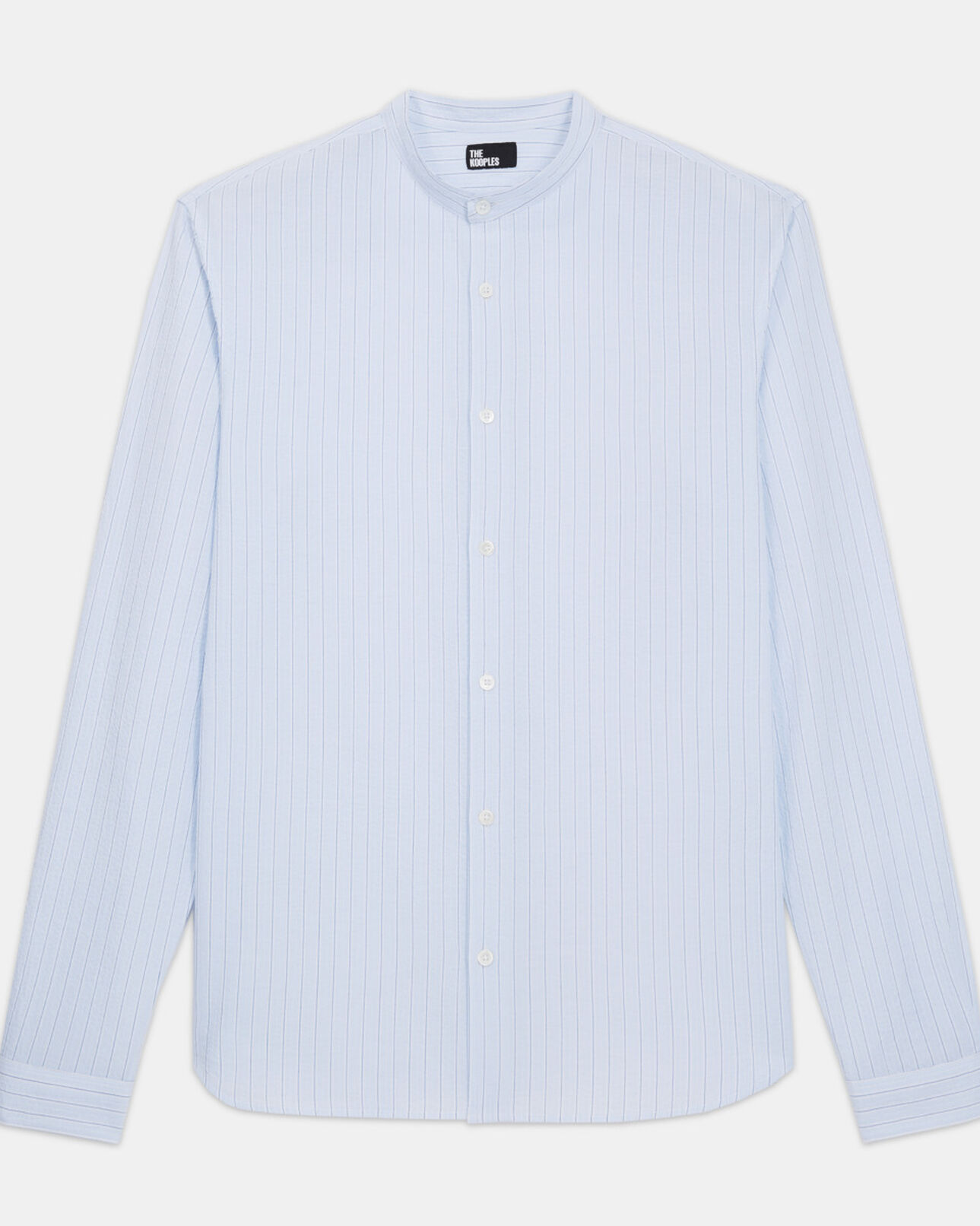 The Kooples HOMBRE WHITE / SKY BLUE camisa rayas con cuello mao