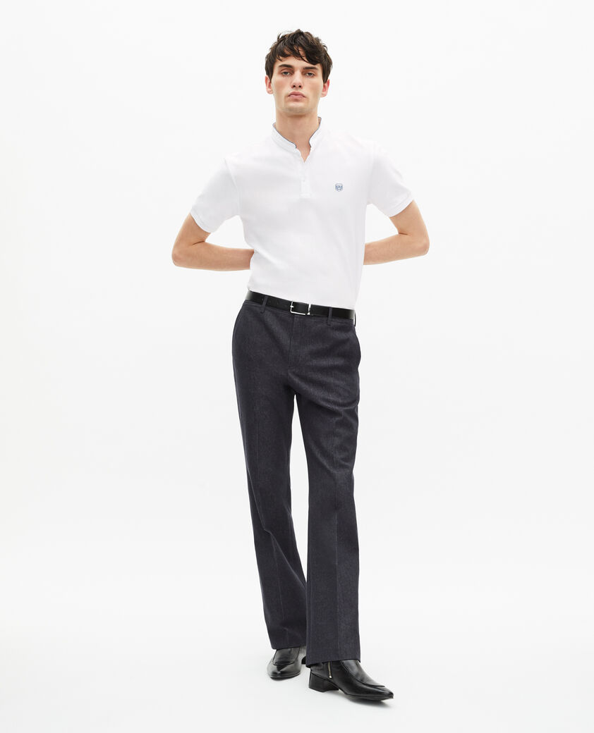 The Kooples MEN WHITE / BLUE white pique cotton polo t-shirt