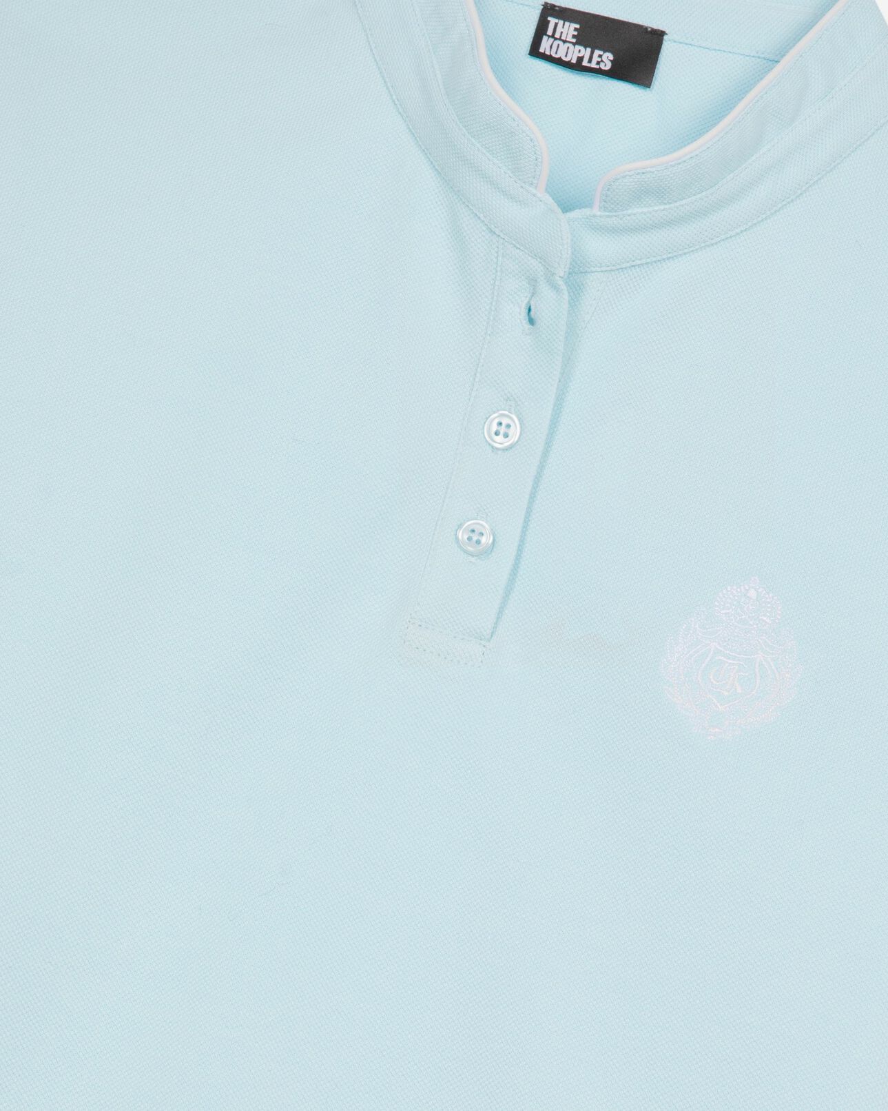 The Kooples WOMEN BABY BLUE light blue mandarin collar polo shirt