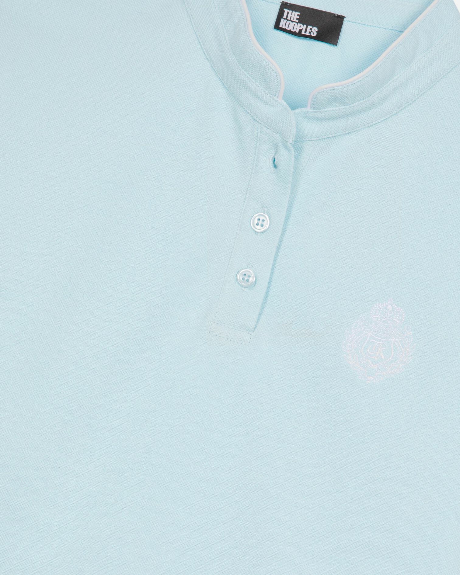 Light blue mandarin collar polo shirt, BABY BLUE, hi-res image number null