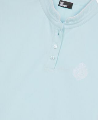 The Kooples WOMEN BABY BLUE light blue mandarin collar polo shirt