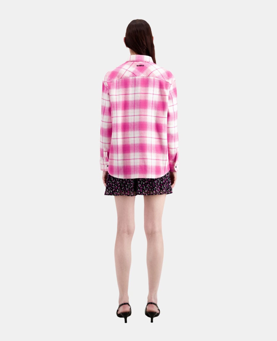 The Kooples F PINK-WHITE white and pink checkered overshirt
