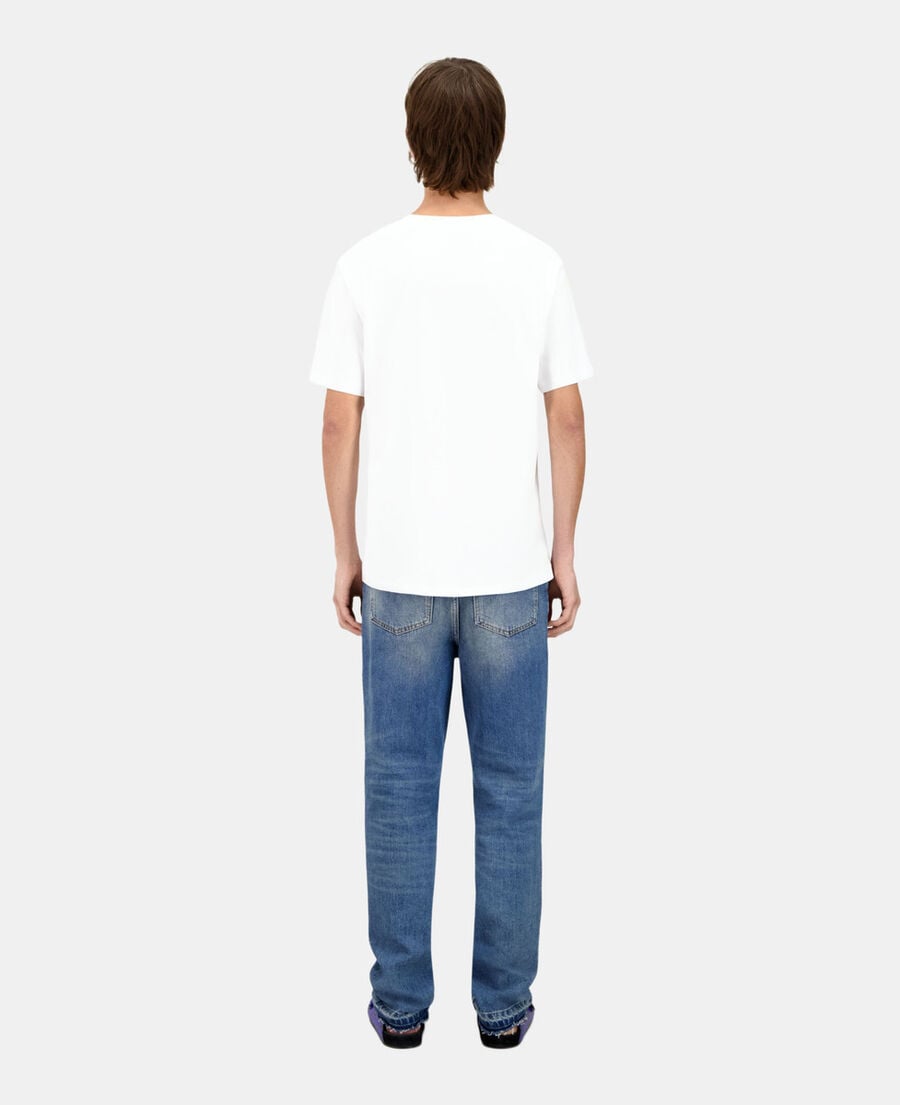 The Kooples MEN WHITE men's white t-shirt with neon logo serigraphy