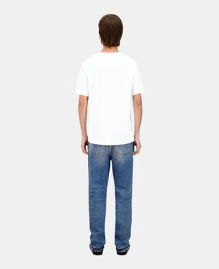 The Kooples MEN WHITE men's white t-shirt with neon logo serigraphy