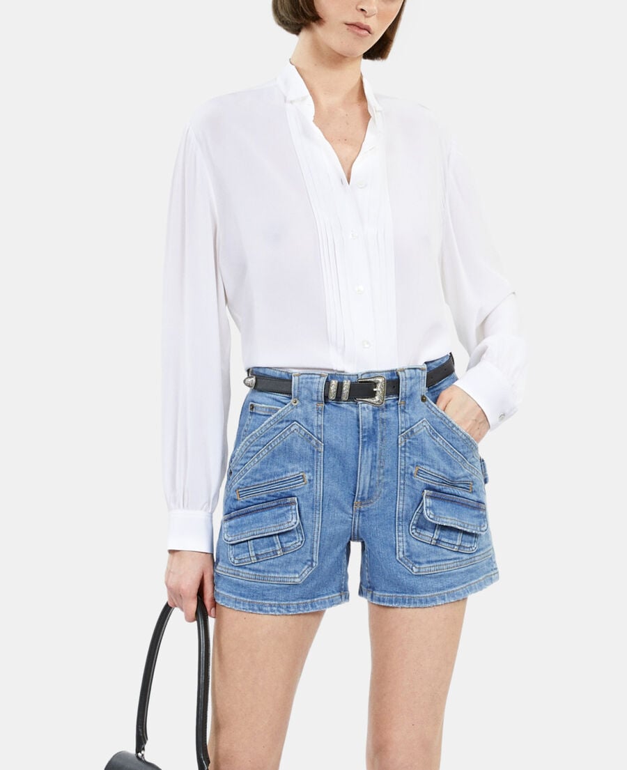 The Kooples FEMME ECRU chemise en soie avec plissage écrue