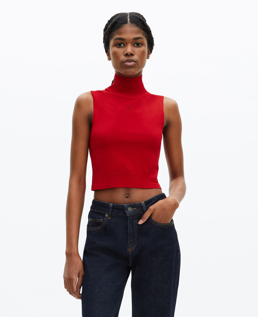 The Kooples FEMME RED top en maille rouge