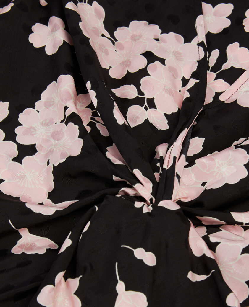 The Kooples WOMEN BLACK / PINK printed top with draping