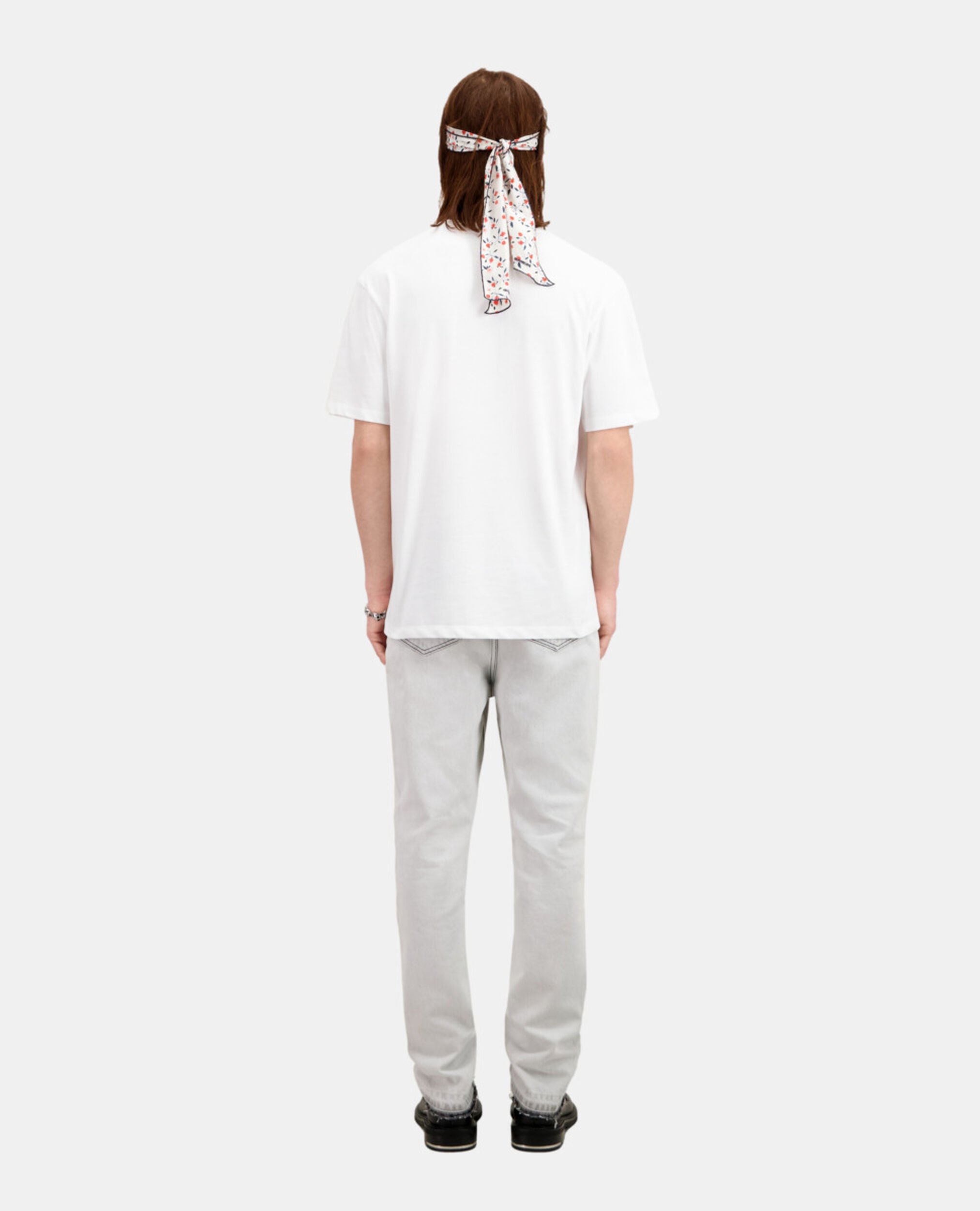 Men's white t-shirt with color gradient logo serigraphy, WHITE, hi-res image number null