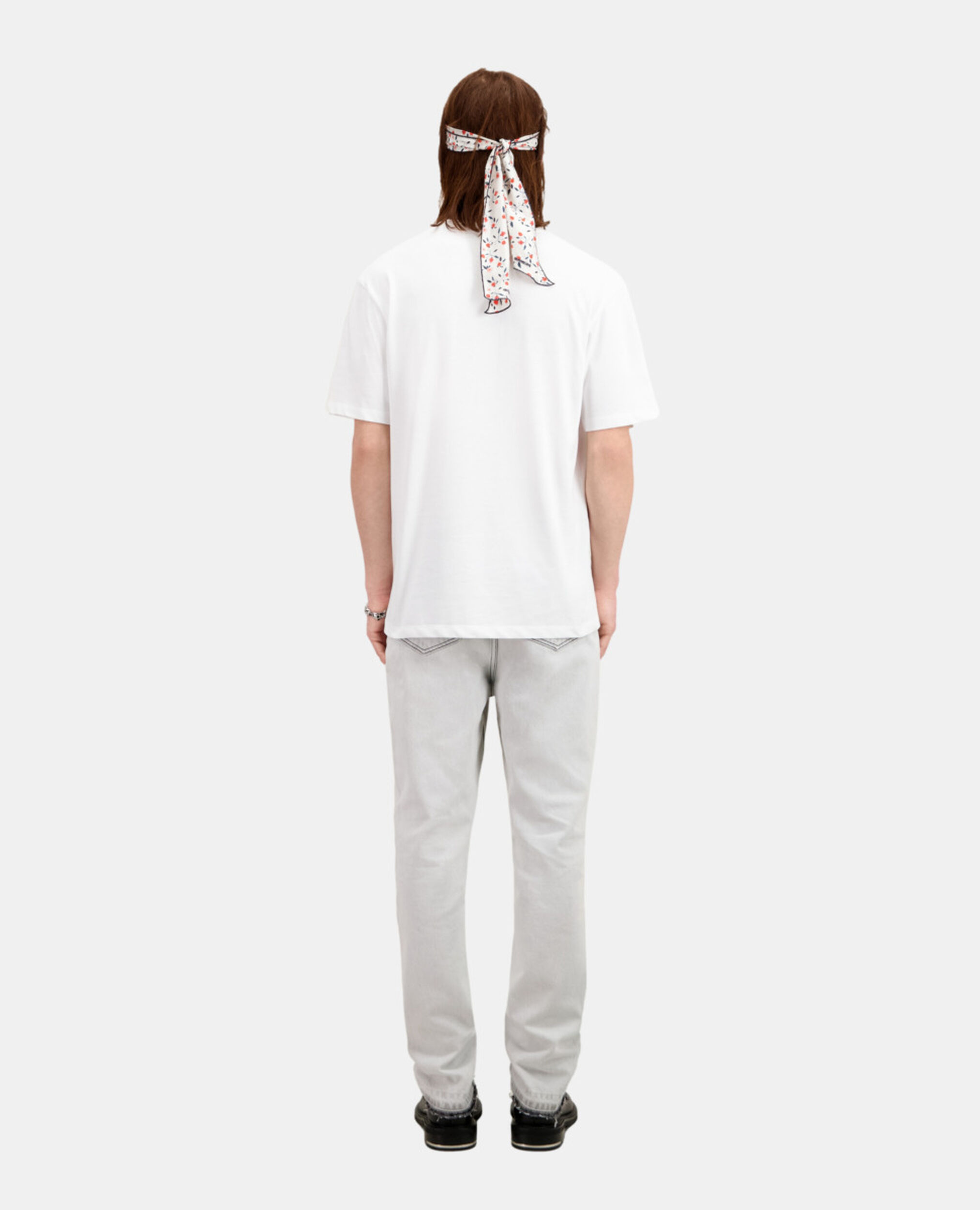 Men's white t-shirt with color gradient logo serigraphy, WHITE, hi-res image number null
