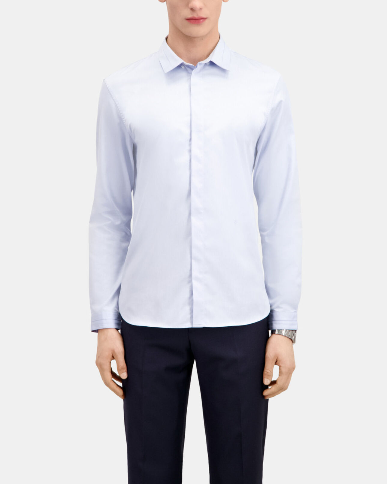 The Kooples MEN LIGHT BLUE smart twill sky blue shirt