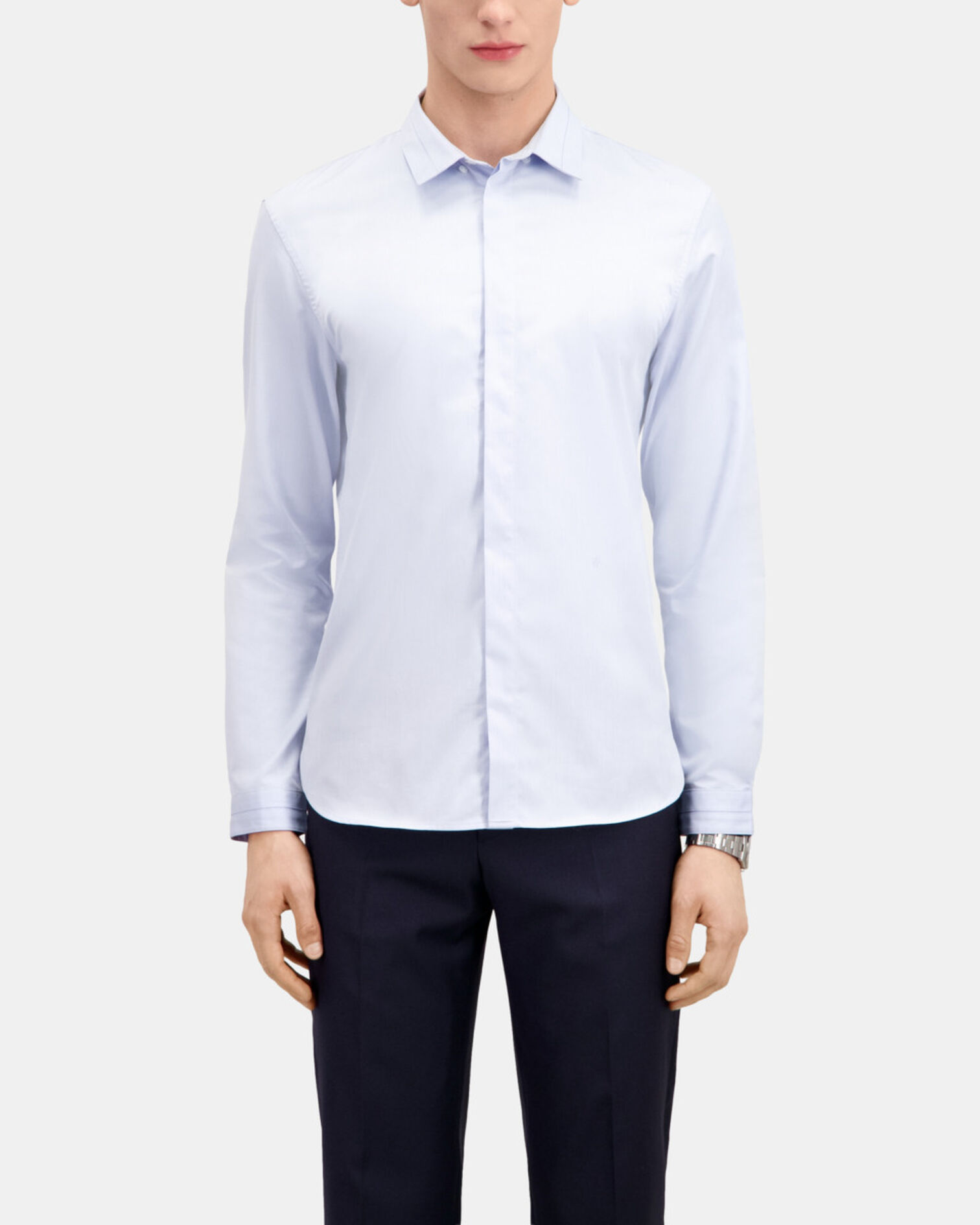 Smart twill sky blue shirt, LIGHT BLUE, hi-res image number null