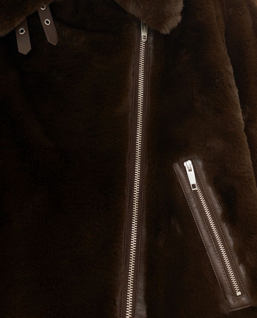 The Kooples MUJER CHOCOLATE cazadora de aviador marr&oacute;n efecto piel