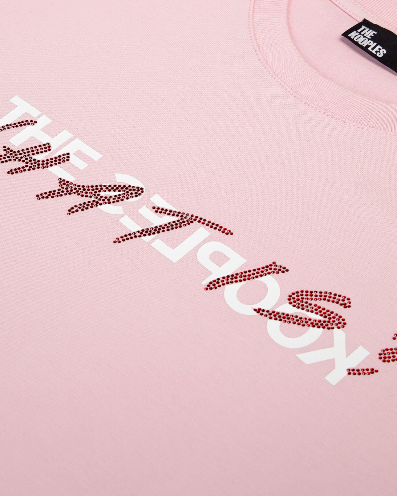 The Kooples DAMEN POWDER PINK rosa t-shirt „what is“ mit strassbesatz