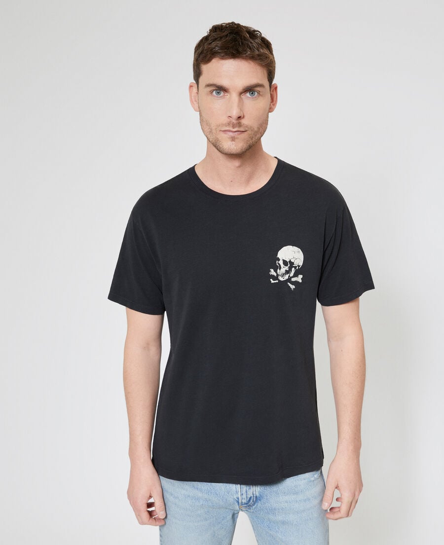 The Kooples HOMME BLACK WASHED t-shirt avec s&eacute;rigraphie skull noir