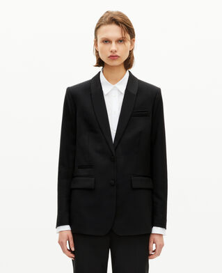 The Kooples FEMME BLACK veste tailleur détails satin noire