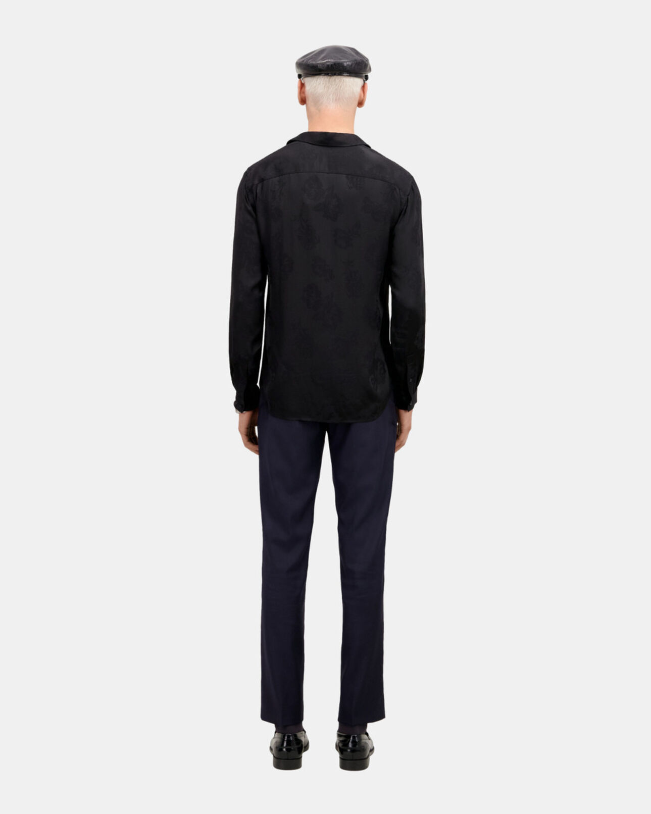 The Kooples HERREN BLACK schwarzes jacquard-hemd mit blumenmotiv