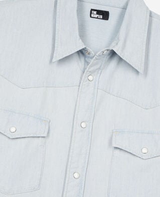 The Kooples HERREN LIGHT BLUE kurzärmeliges hemd aus denim