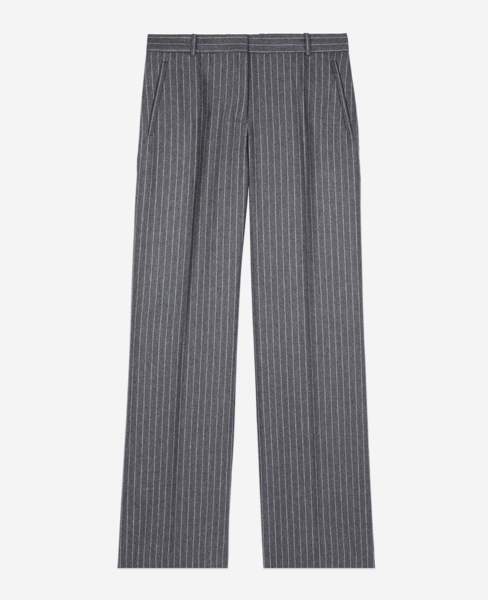 The Kooples WOMEN LIGHT GREY straight striped tailored pants