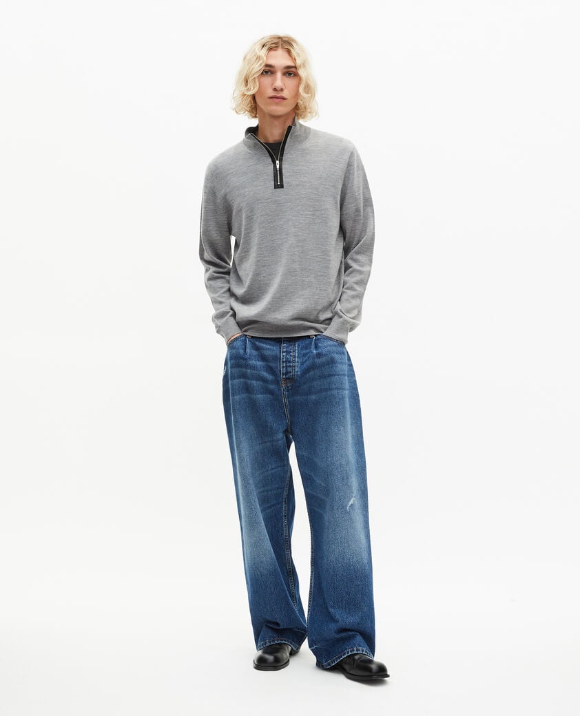 The Kooples MEN MIDDLE GREY grey stand-up collar sweater