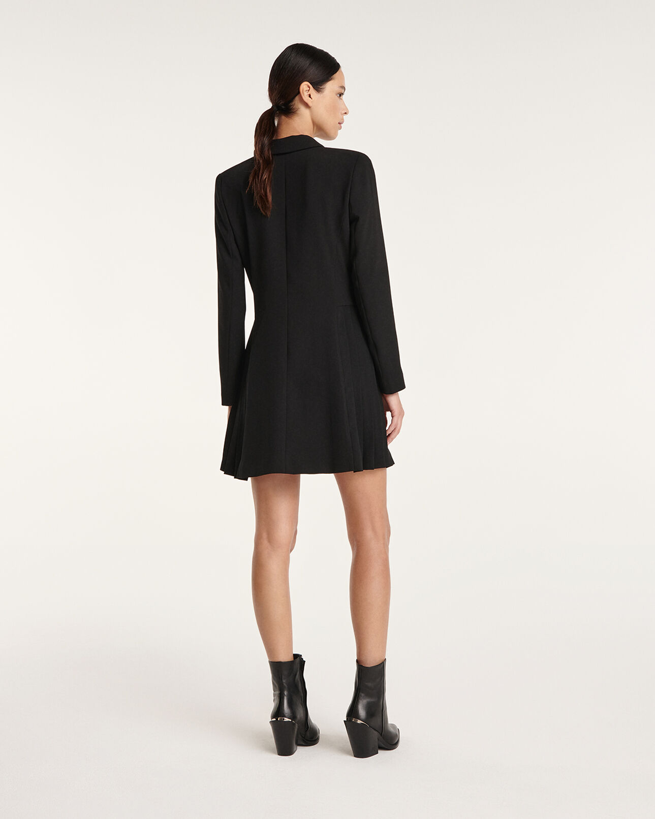 The Kooples FEMME BLACK robe façon veste plissée noire