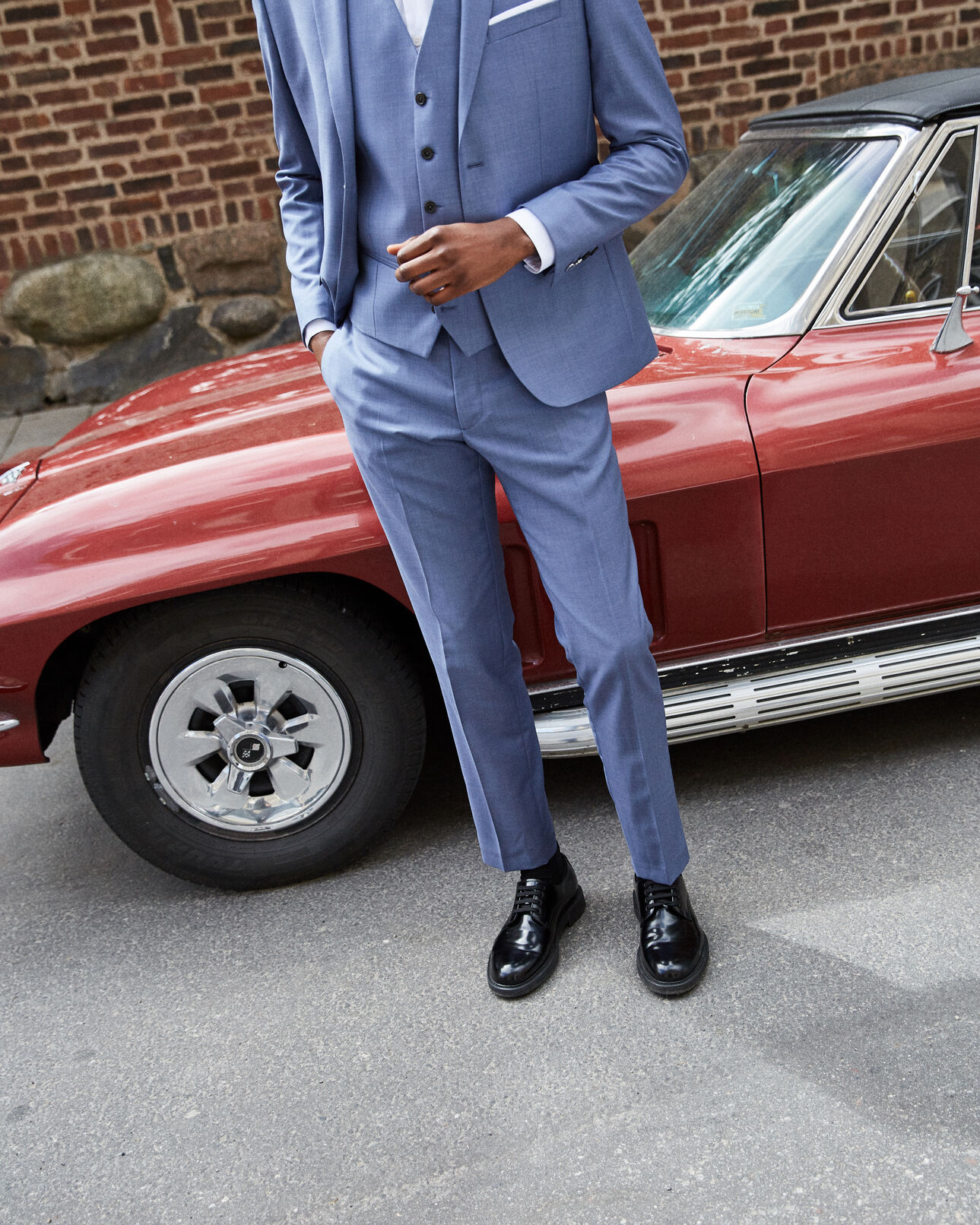 The Kooples MEN BLUE sky-blue wool slim-fit suit trousers