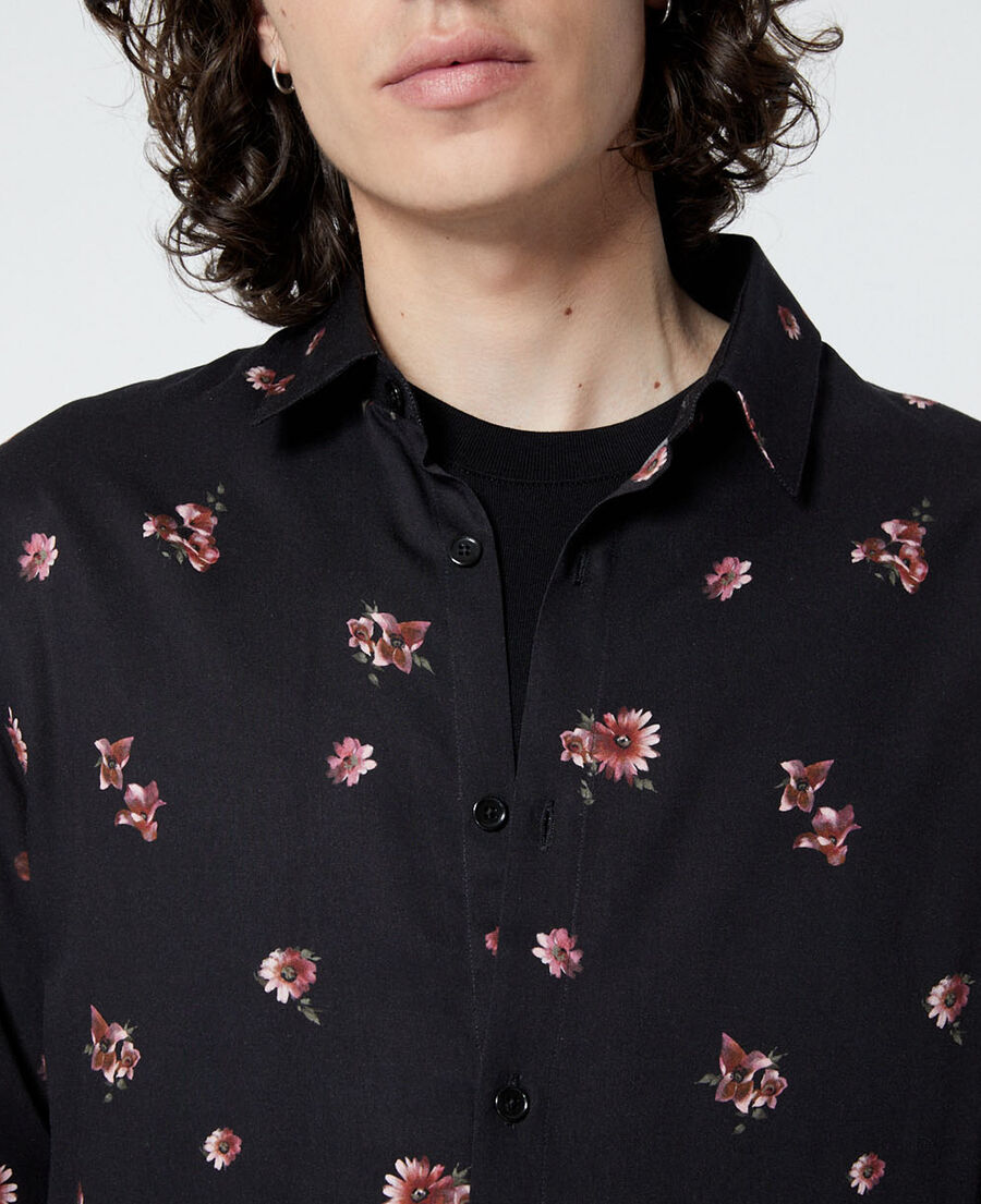 The Kooples HOMME BLACK / PINK chemise noire imprimée col classique