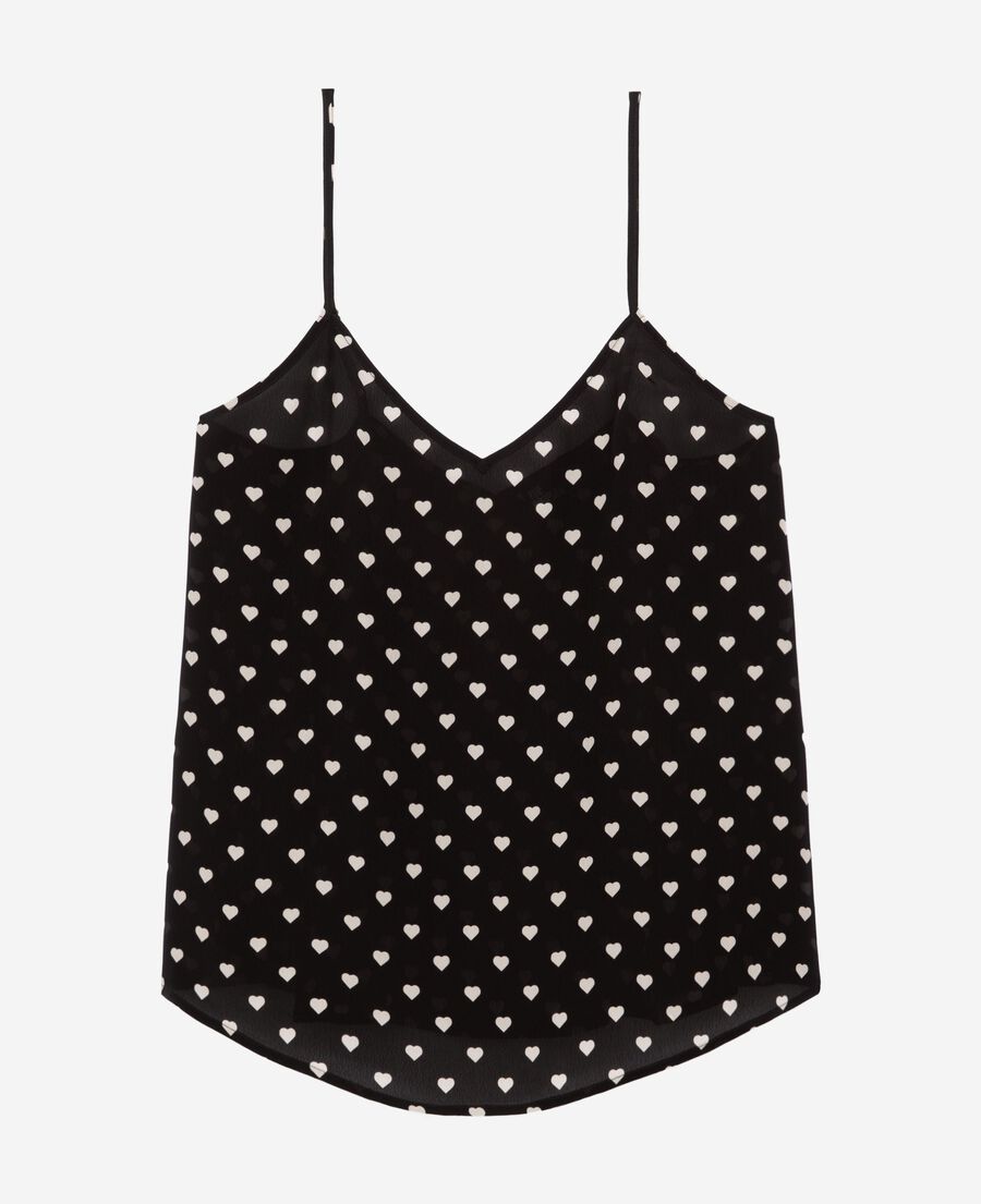 The Kooples F BLACK WHITE black heart print camisole
