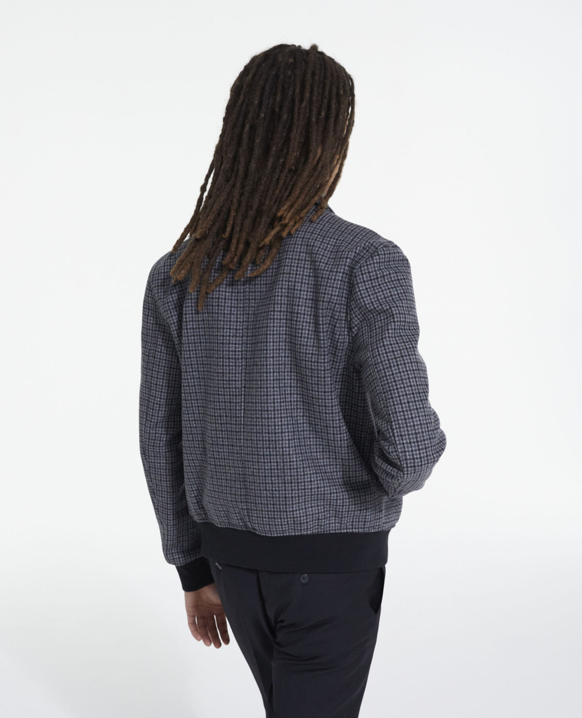 Blouson avec poches en laine à carreaux, GREY BLACK, hi-res image number null