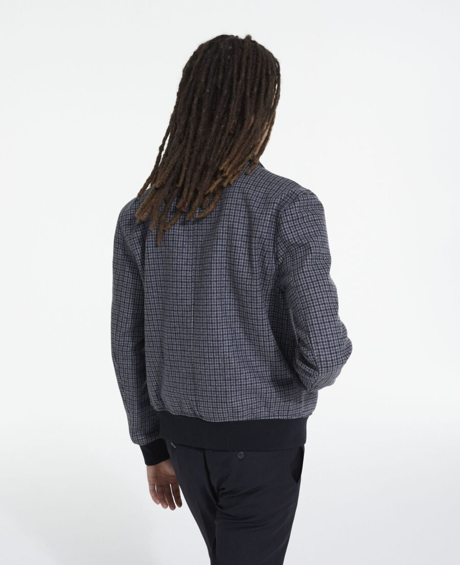 check wool jacket with pockets