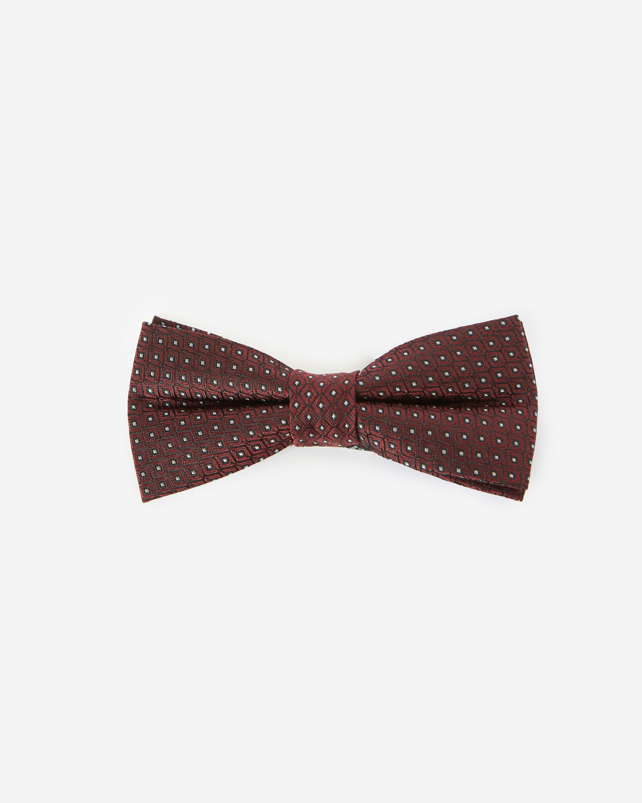 The Kooples MEN BORDEAUX silk burgundy bow tie with diamond motif