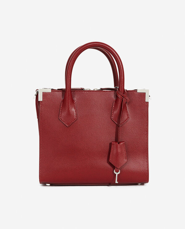medium ming bag in burgundy grained leather
