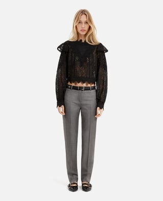 The Kooples MUJER BLACK top de encaje negro