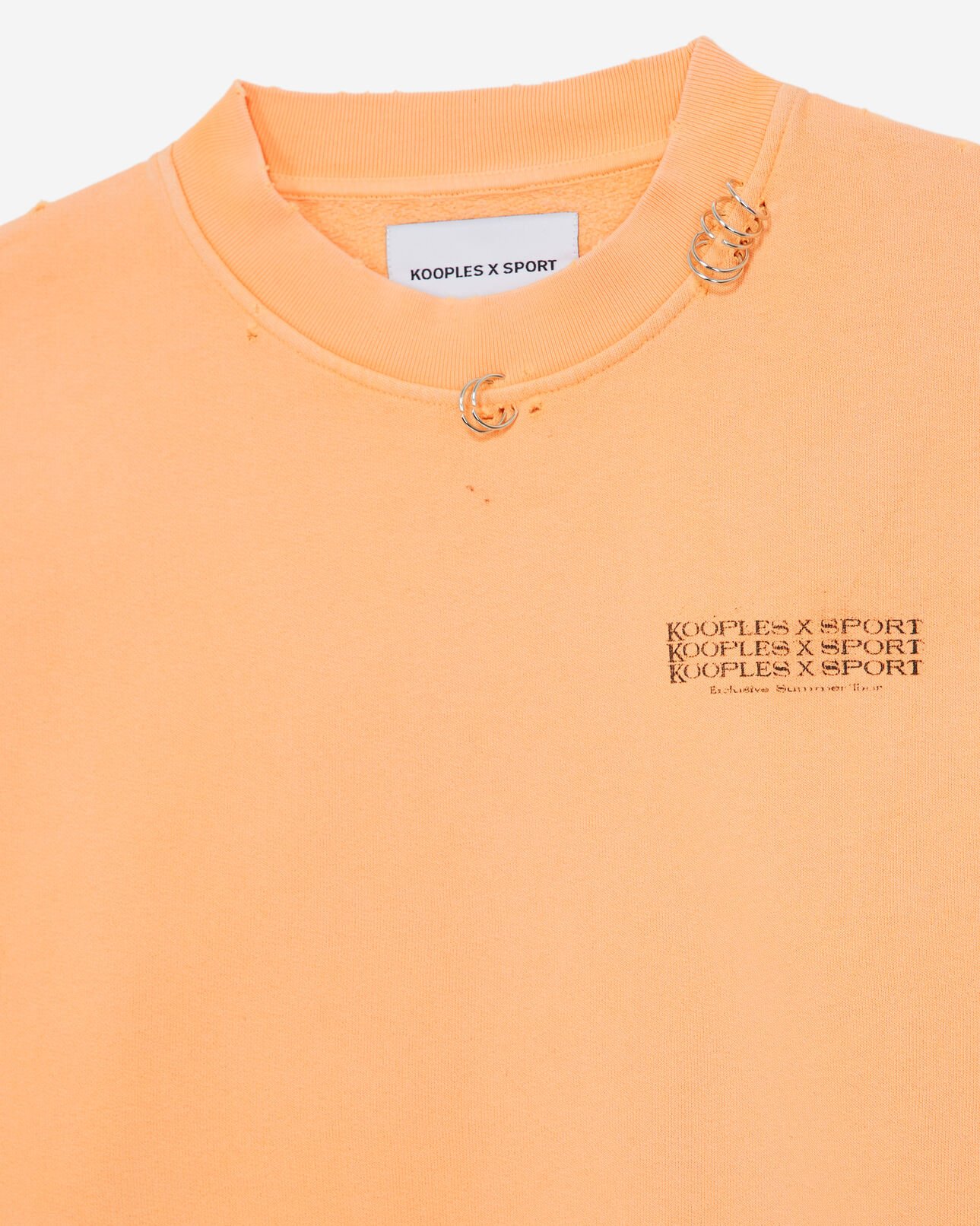 The Kooples FEMME OLD ORANGE sweat orange délavé à détail piercing