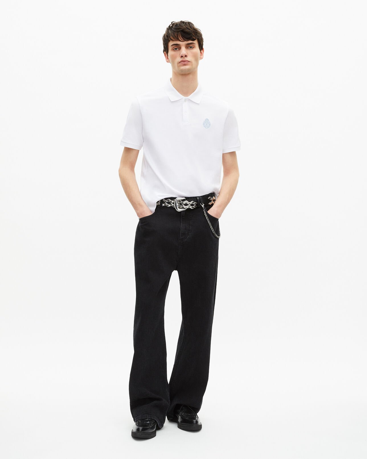 The Kooples HOMME WHITE polo en piqué col classique blanc