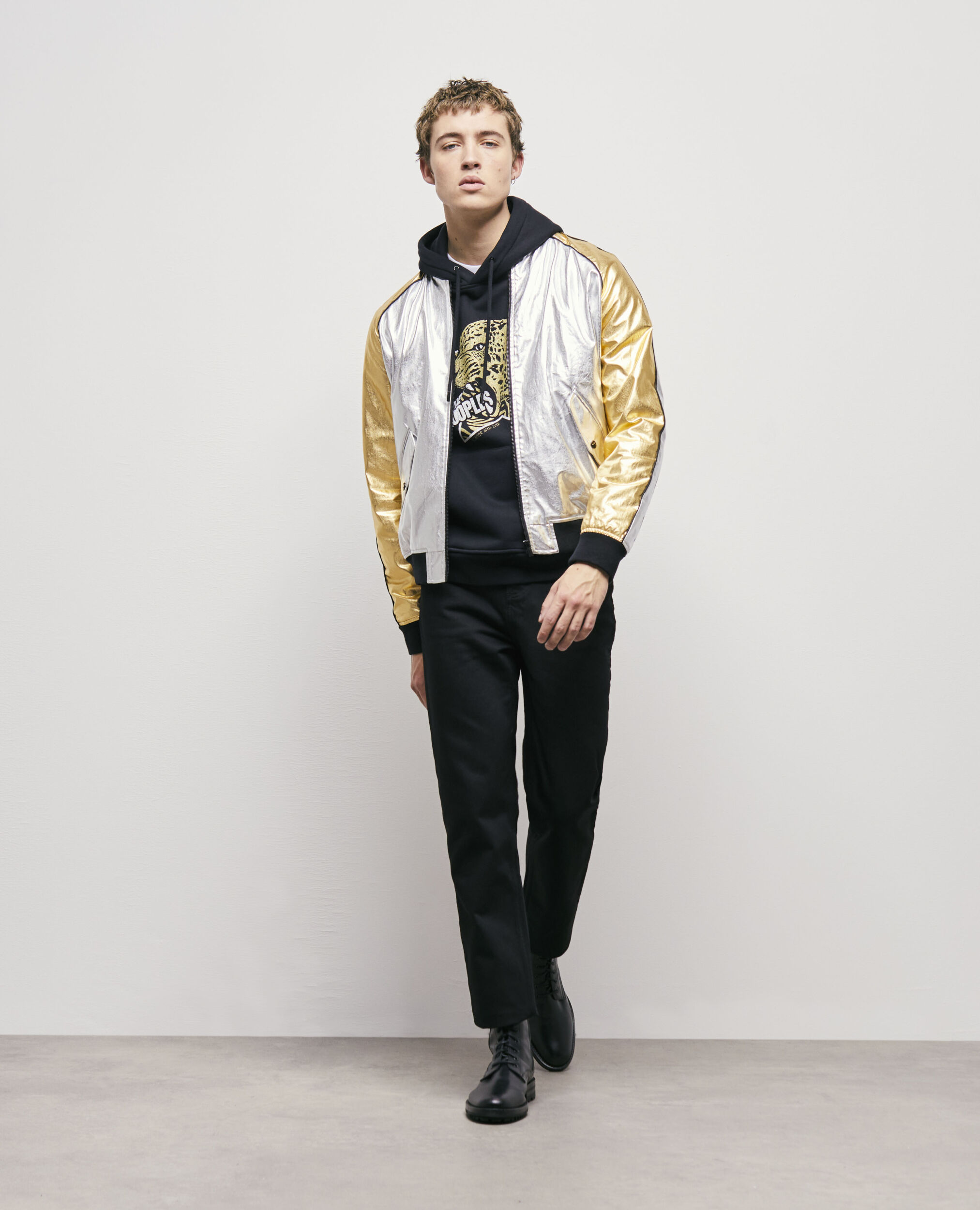 Zweifarbige Bomberjacke, SILVER / GOLD, hi-res image number null
