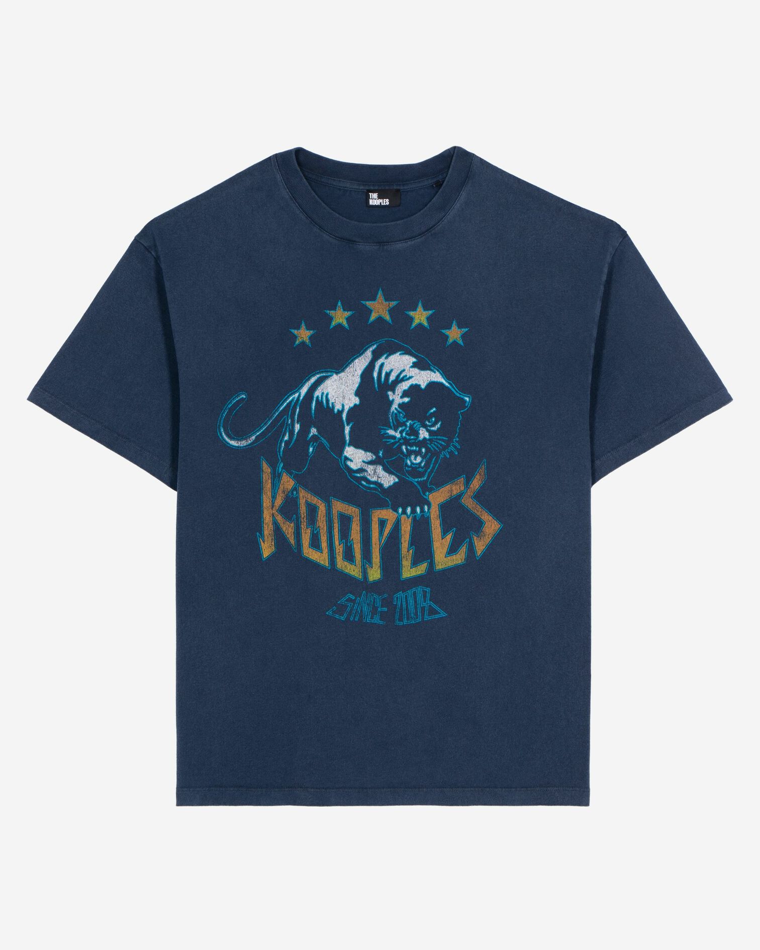 T-Shirt mit Marine-Siebdruck, WASHED NAVY, hi-res image number null