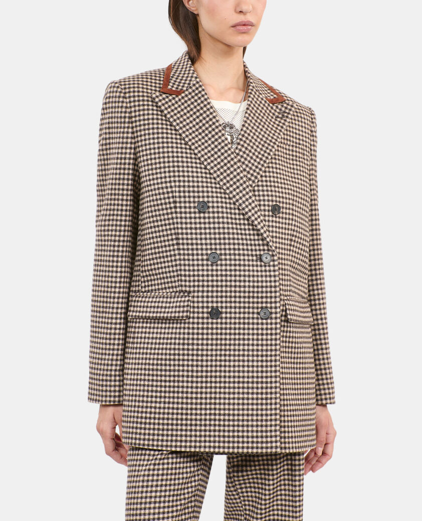 The Kooples FEMME ECRU BLACK veste tailleur à carreaux vichy