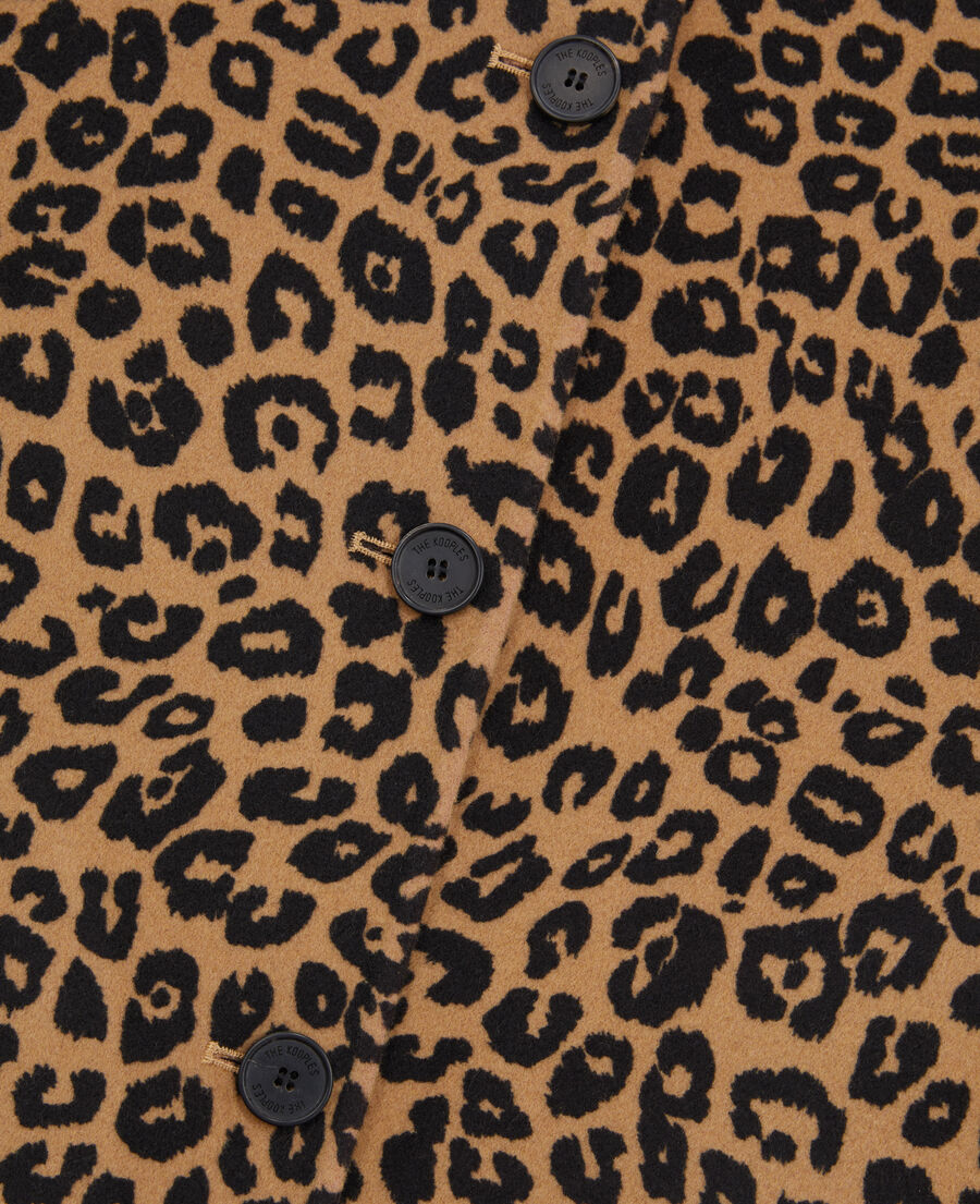 blouson type surchemise léopard en laine mélangée