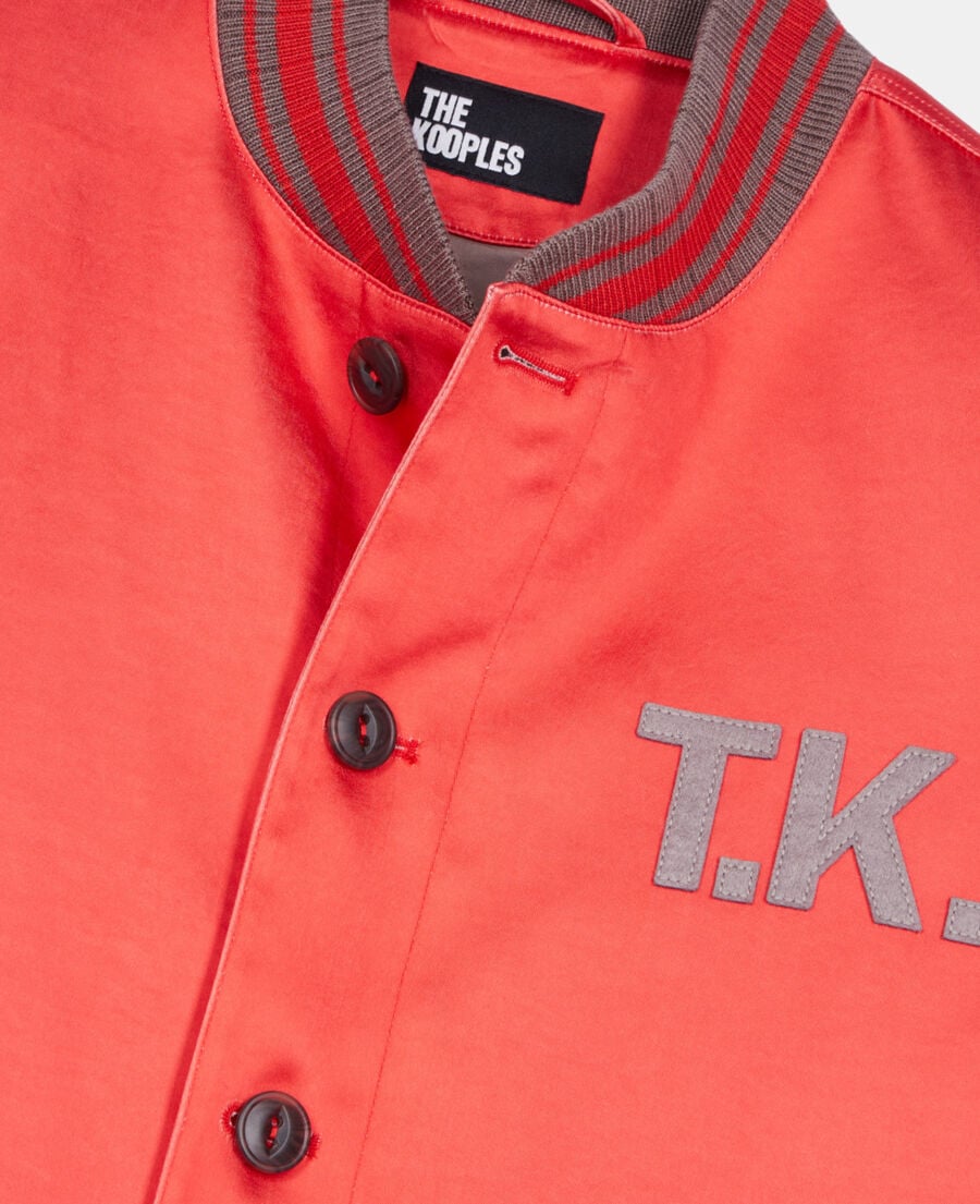 The Kooples HOMME RUBIS blouson satin&eacute; avec patchs rouge